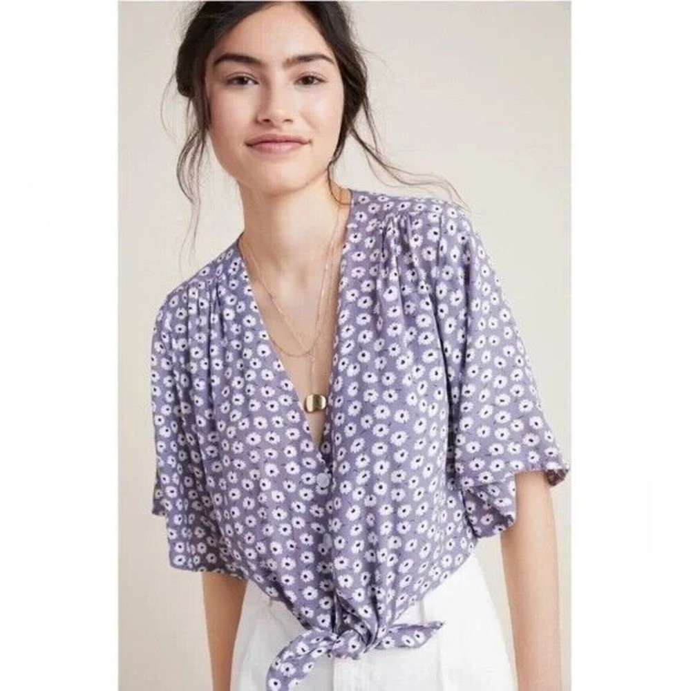 Faithfull The Brand x Anthropologie Danica Floral Tie Front Crop Top 10 - Picture 1 of 7